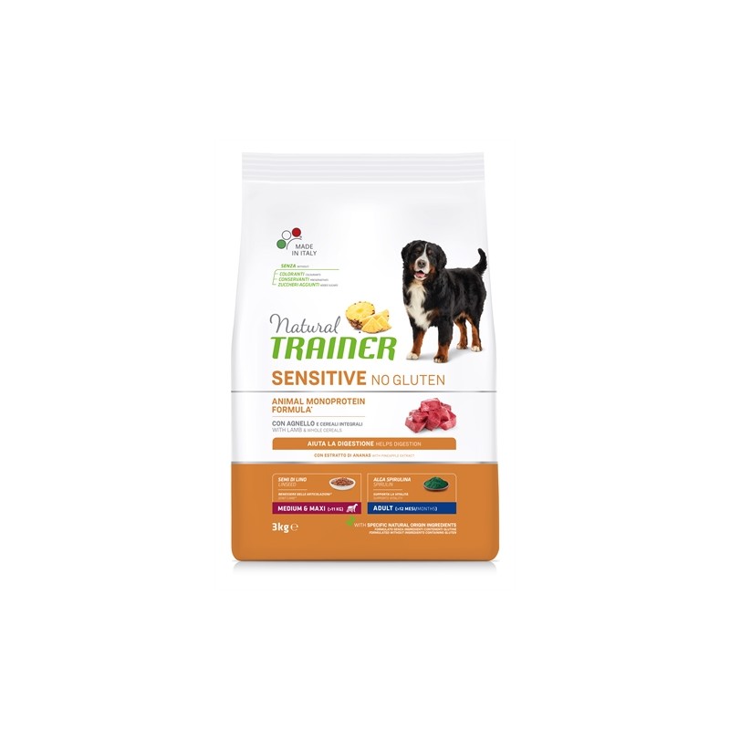 Natural Trainer - Dog Adult Medium / Maxi Sensitive Lamb Glutenvrij. 3kg