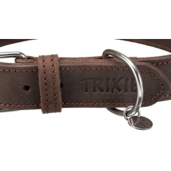 Trixie Halsband Hond Rustic Vetleer Donkerbruin 27-34X1,8 CM