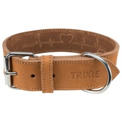 Trixie Halsband Hond Rustic Vetleer Heartbeat Bruin 38-47X4 CM