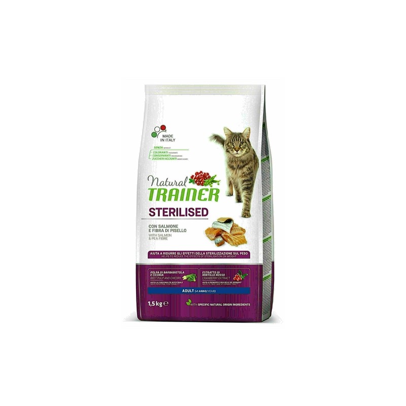 Natural Trainer - Sterilised Cat Salmon. 1,5 KG