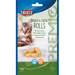 Trixie Premio Kip & Kaas Rolletjes Voor Katten Glutenvrij 50 GR