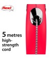 Flexi Rollijn Classic Cord Rood M, 5m.