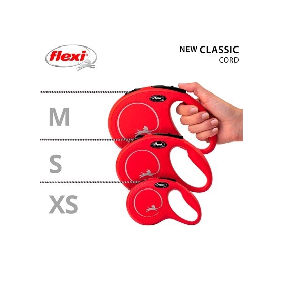 Flexi Rollijn Classic Cord Rood M, 5m.