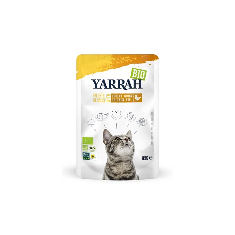 Yarrah Cat - Biologische Filets Kip in Saus. 14x 85 GR