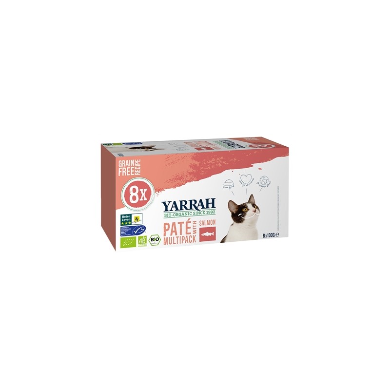 Yarrah Cat - Organic Multipack Pate Salmon Graanvrij 8x 100 GR