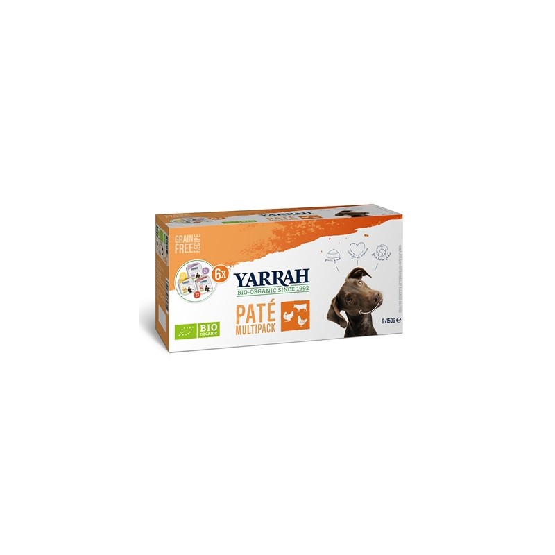 Yarrah Dog - Organic Multipack Pate Kalkoen / Kip / Rund. 6x 150 GR
