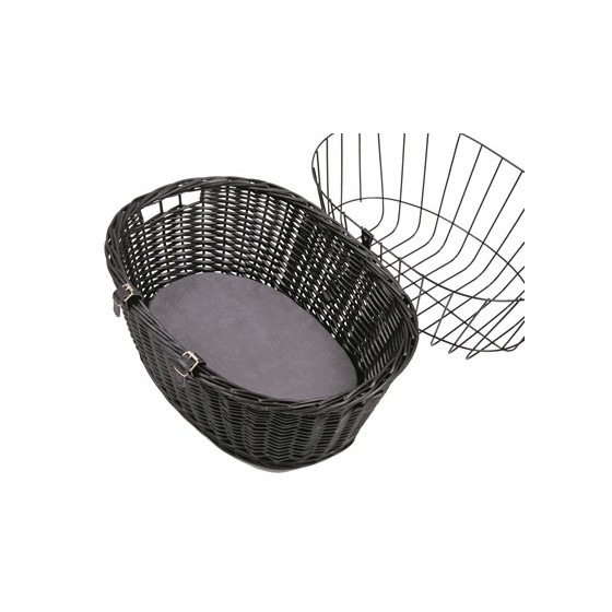 Trixie Wilgen Fietsmand Voorop Zwart Met Kussen En Kap 50X41X35 CM