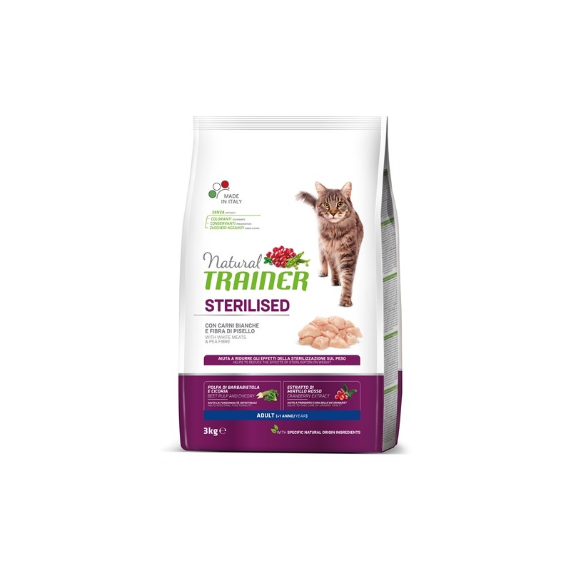 Natural Trainer - Cat Sterilised White Meat. 3 KG