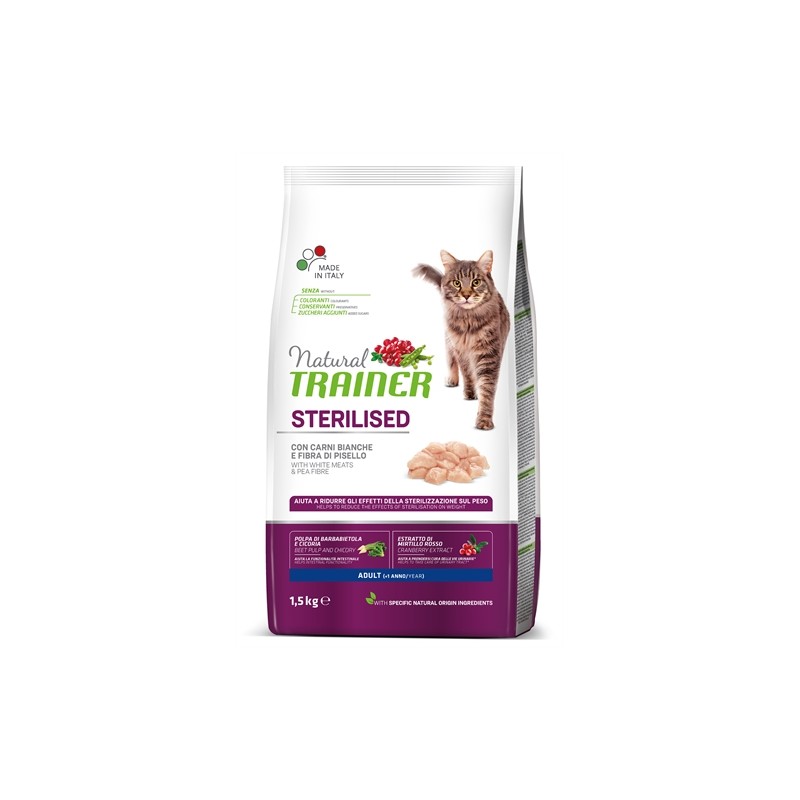 Natural Trainer - Cat Sterilised White Meat. 1,5 KG