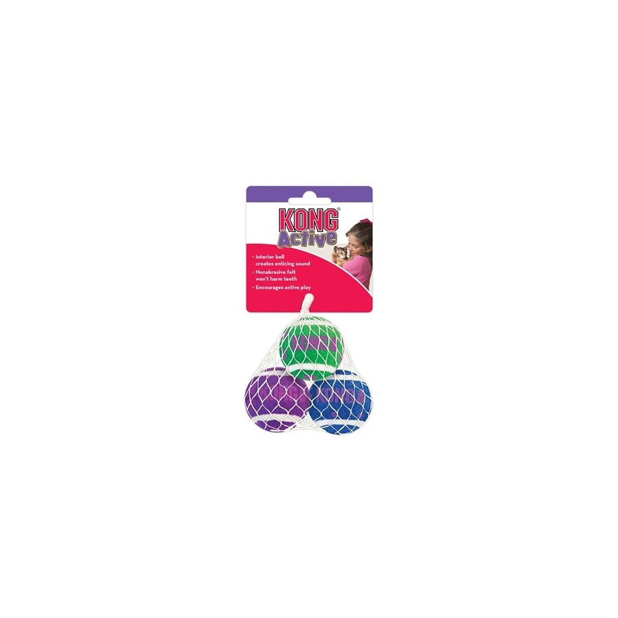 Kong Kat Tennisballen Met Bellen 4X4X4 CM 3 ST