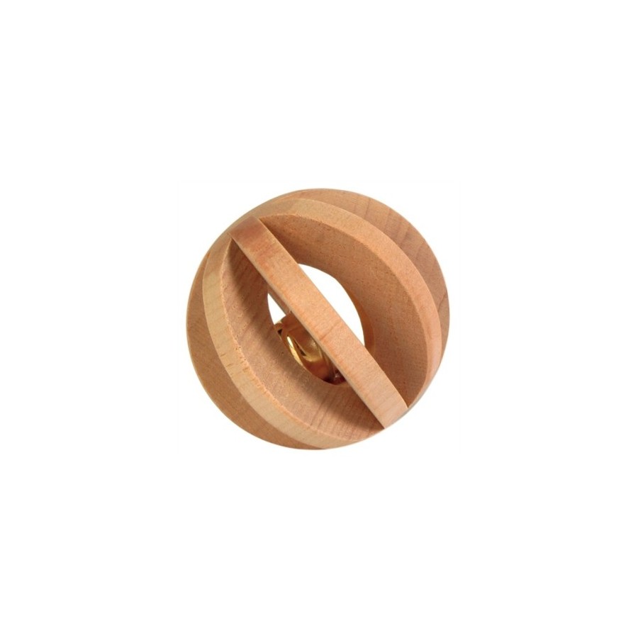 Trixie Bal Hout Met Bel 6 CM