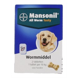 Mansonil - Hond All Worm Tasty Tabletten. 2 Stuks
