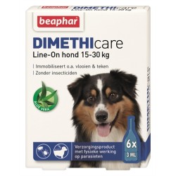 Beaphar - Dimethicare Line-On Hond Tegen Vlooien en Teken 15-30 KG. 6 PIP van 3 ML