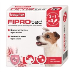 Beaphar - Fiprotec Hond Tegen Teken en Vlooien, 2-10 KG. 3+1 PIP