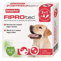 Beaphar - Fiprotec Hond Tegen Teken en Vlooien, 20-40 KG. 3+1 PIP