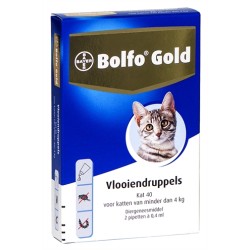 Bolfo - Gold Kat Vlooiendruppels, 0-4kg.  2 Pipetten