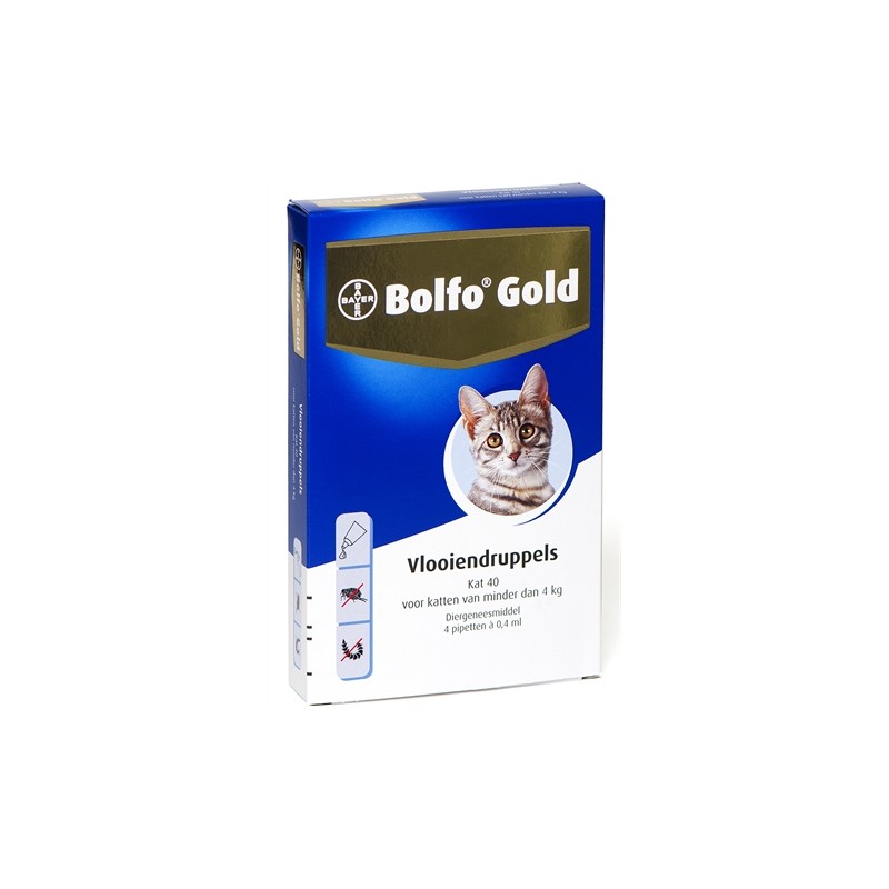 Bolfo - Gold Kat Vlooiendruppels 0-4kg. 4 Pipetten