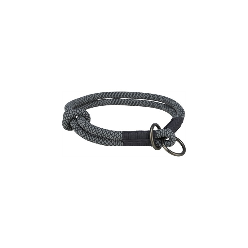 Trixie - Halsband Hond Soft HalfSlip, Zwart / Grijs. 45X1 CM