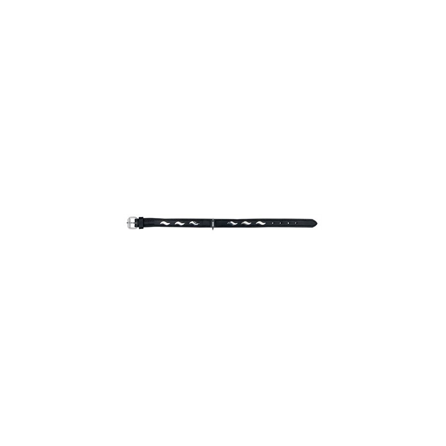 Trixie Halsband Hond Active Leer Met Golfjes Zwart 34-40X2,2 CM