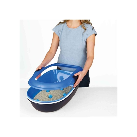 Trixie Berto Kattenbak Open Met Scheidingssyteem Grijs/Pastelblauw/Graniet 59X39X22 CM
