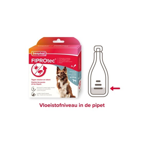 Beaphar Fiprotec Hond Tegen Teken En Vlooien 10-20 KG 3+1 PIP