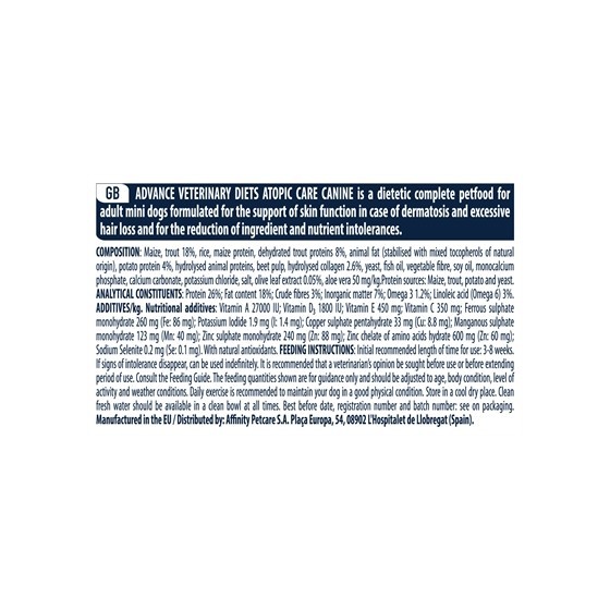 Advance Veterinary Diet - Atopic Mini. 1,5kg