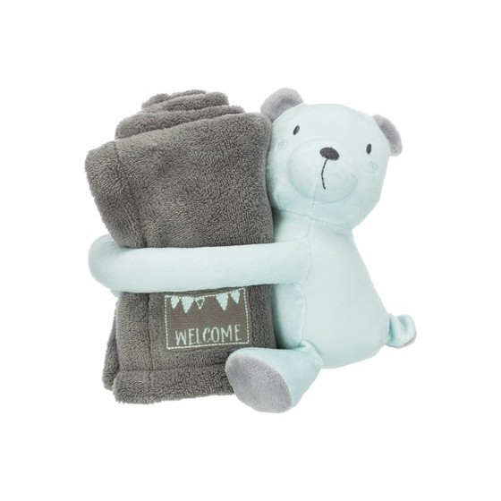 Trixie Junior Speelset Deken En Beer Grijs / Mintgroen