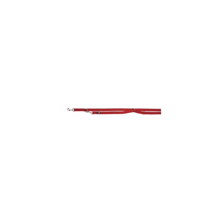 Trixie Hondenriem Premium Dubbelgestikt Verstelbaar Rood 200X1 CM