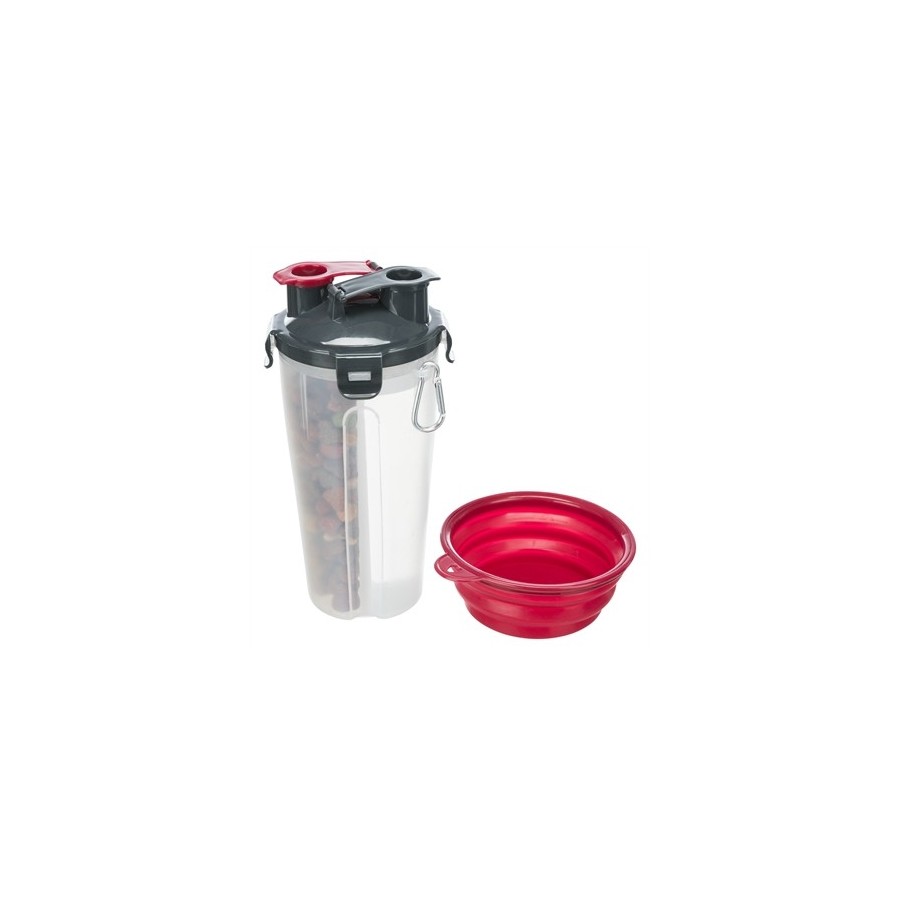 Trixie Waterfles / Voerfles Inclusief Reisbak Kunststof / Silicone 2X350 ML 11X11X23 CM