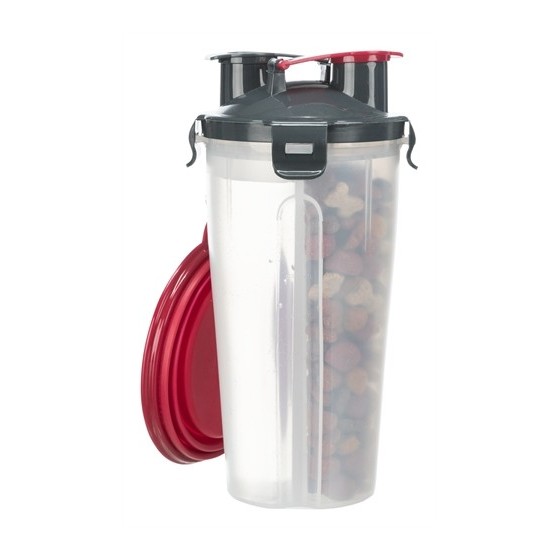 Trixie Waterfles / Voerfles Inclusief Reisbak Kunststof / Silicone 2X350 ML 11X11X23 CM