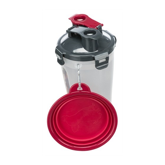 Trixie Waterfles / Voerfles Inclusief Reisbak Kunststof / Silicone 2X350 ML 11X11X23 CM