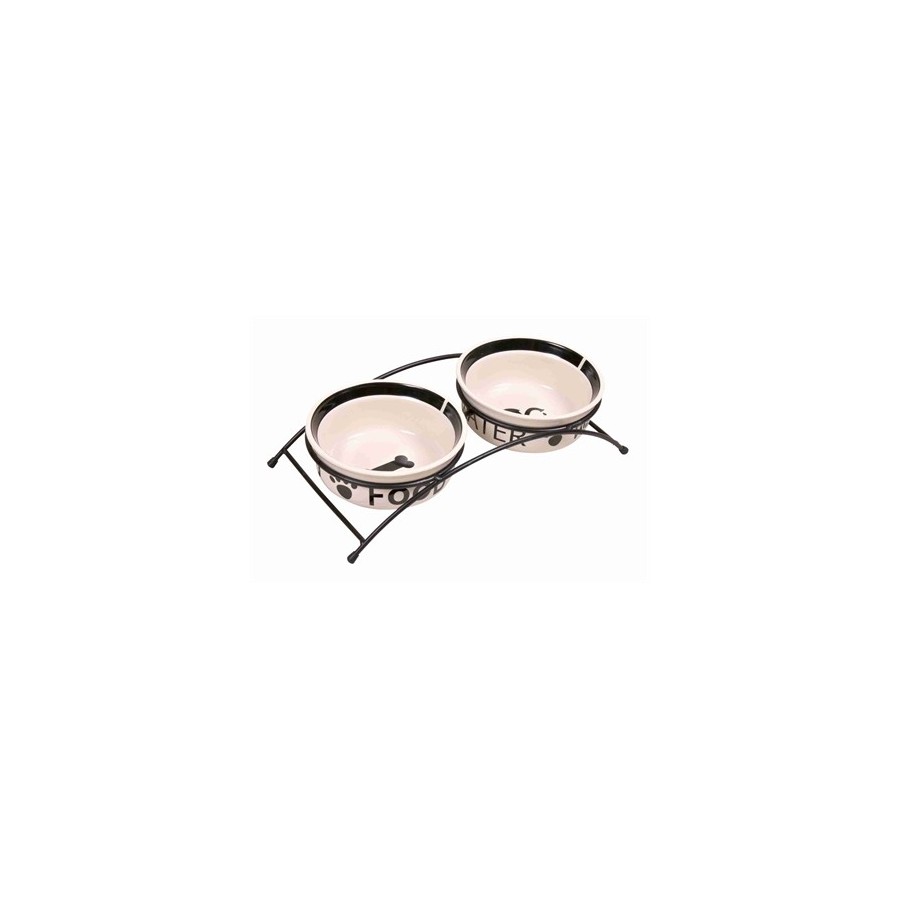 Trixie Voerbak / Drinkbak Set Eat On Your Feet Wit / Zwart 2X600 ML 15 CM