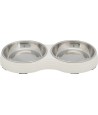 Trixie Voerbak Kat Dubbel Melamine / Rvs Wit 2X200 ML 27X14X3 CM