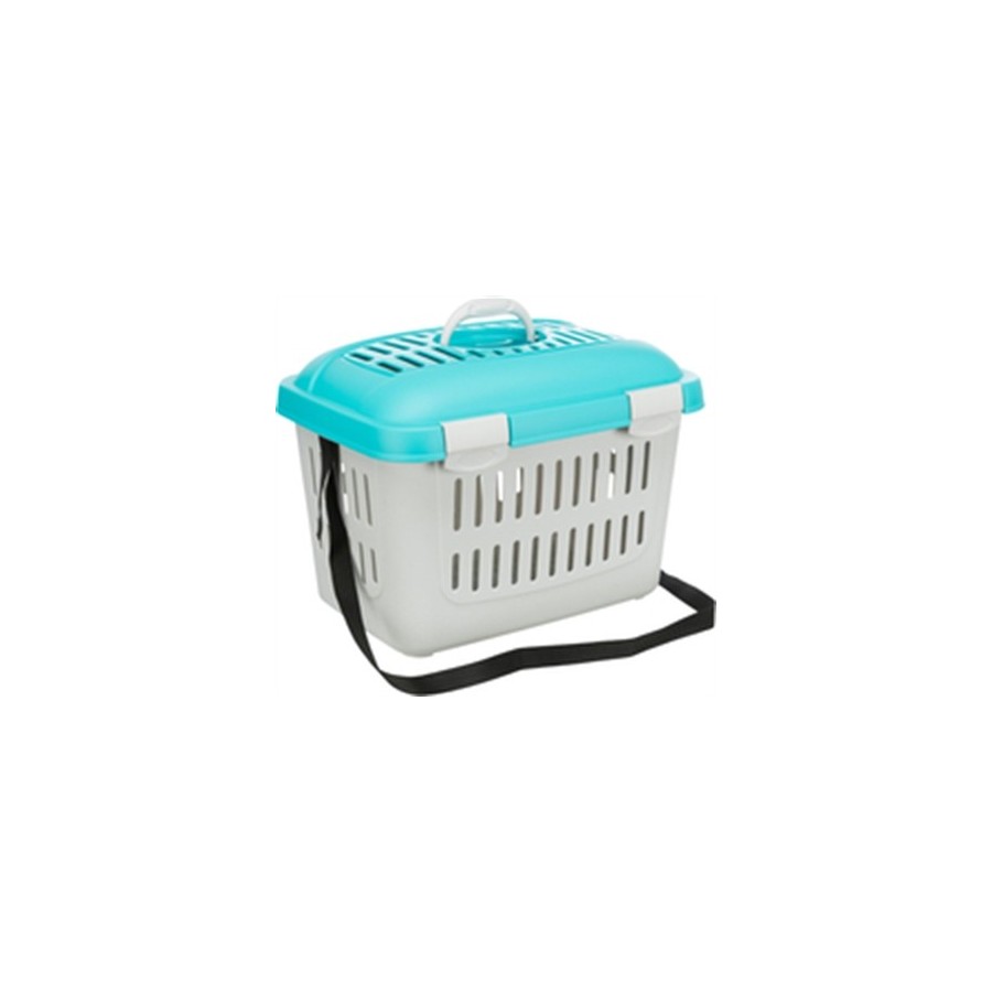 Trixie Vervoersbox Knaagdier Midi-Capri Lichtgrijs/Turquoise 44X32X33 CM
