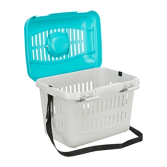 Trixie Vervoersbox Knaagdier Midi-Capri Lichtgrijs/Turquoise 44X32X33 CM