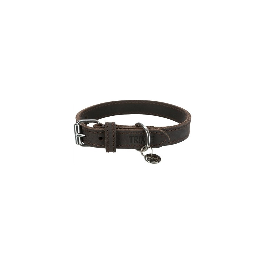 Trixie Halsband Hond Rustic Vetleer Donkerbruin 27-34X1,8 CM
