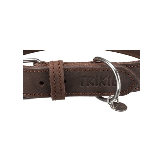 Trixie Halsband Hond Rustic Vetleer Donkerbruin 27-34X1,8 CM