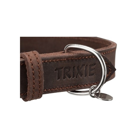 Trixie Halsband Hond Rustic Vetleer Donkerbruin 27-34X1,8 CM