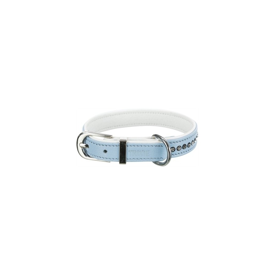 Trixie Halsband Hond Active Comfort Met Strass Steen Leer Lichtblauw 17-21X1,2 CM
