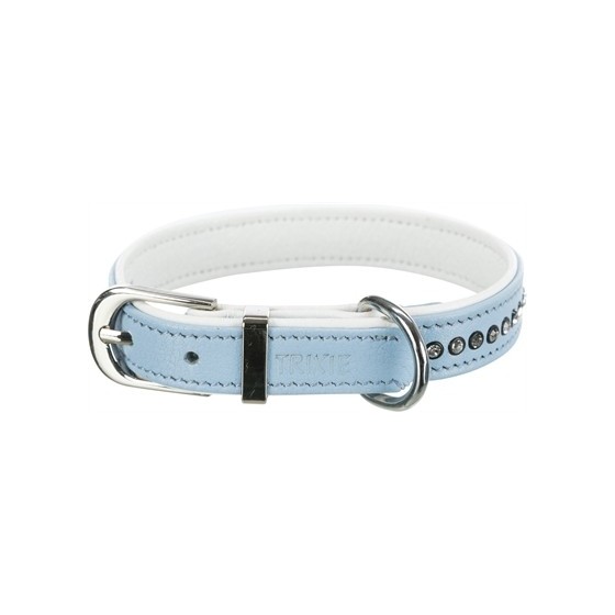 Trixie Halsband Hond Active Comfort Met Strass Steen Leer Lichtblauw 23-28X1,5 CM