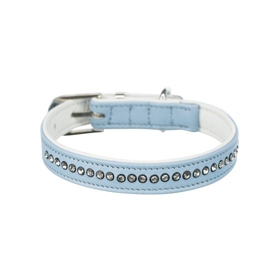 Trixie Halsband Hond Active Comfort Met Strass Steen Leer Lichtblauw 23-28X1,5 CM