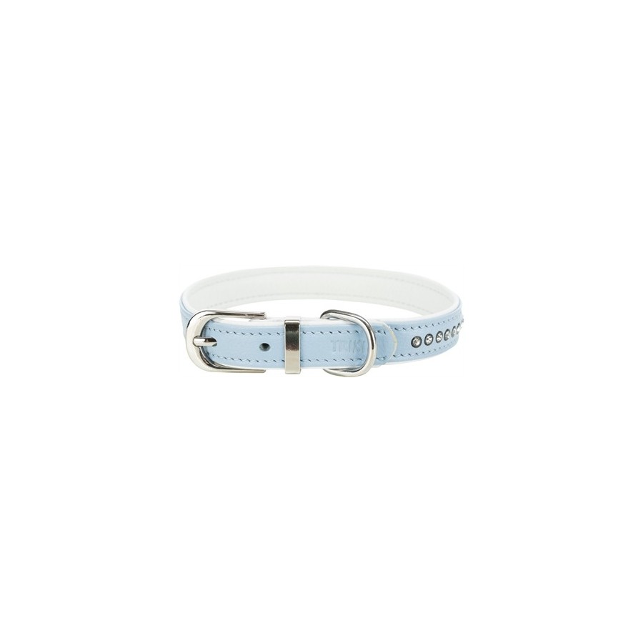 Trixie Halsband Hond Active Comfort Met Strass Steen Leer Lichtblauw 27-33X1,5 CM
