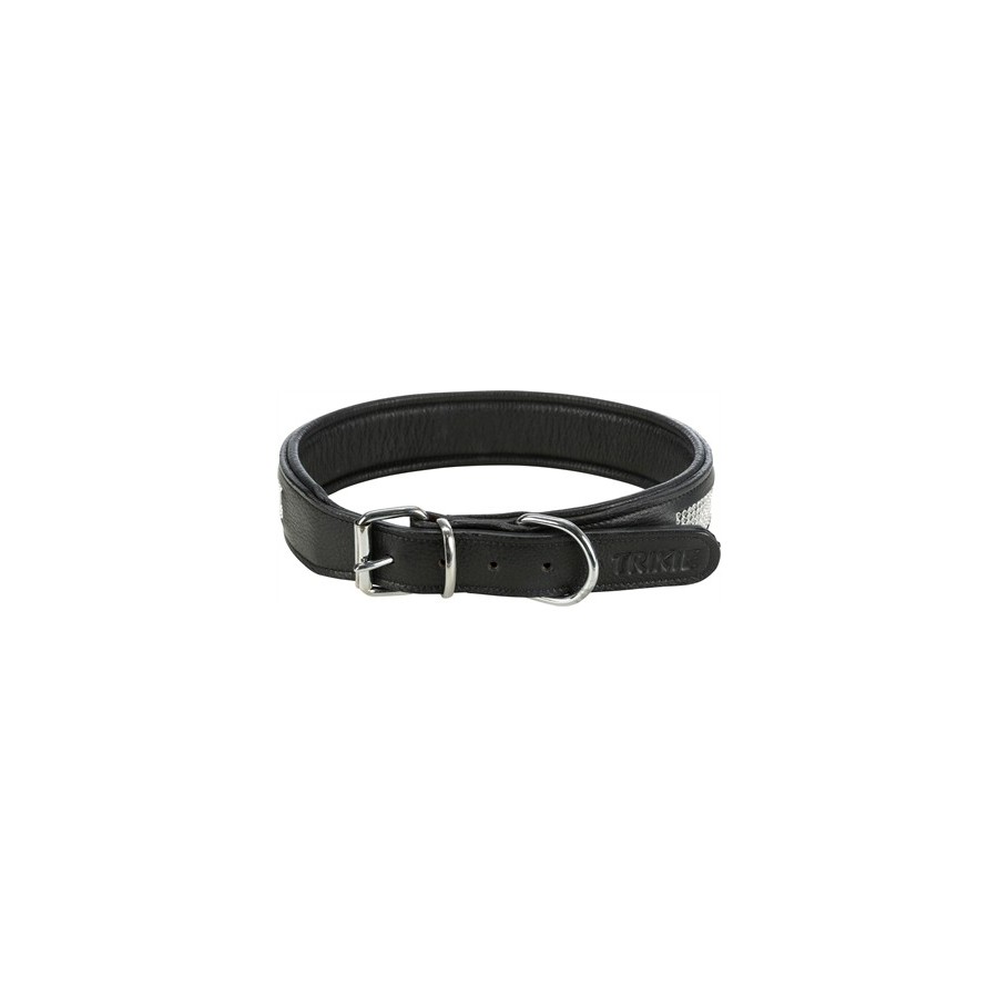 Trixie Halsband Hond Active Comfort Met Strass Steentjes Leer Zwart 38-48X3,5CM