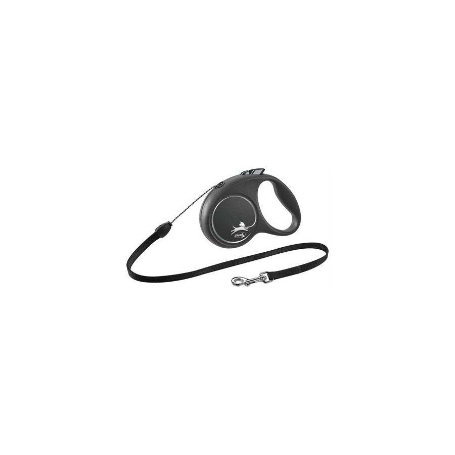 Flexi - Rollijn Black Design Cord Zwart S, 5m. tot 12kg