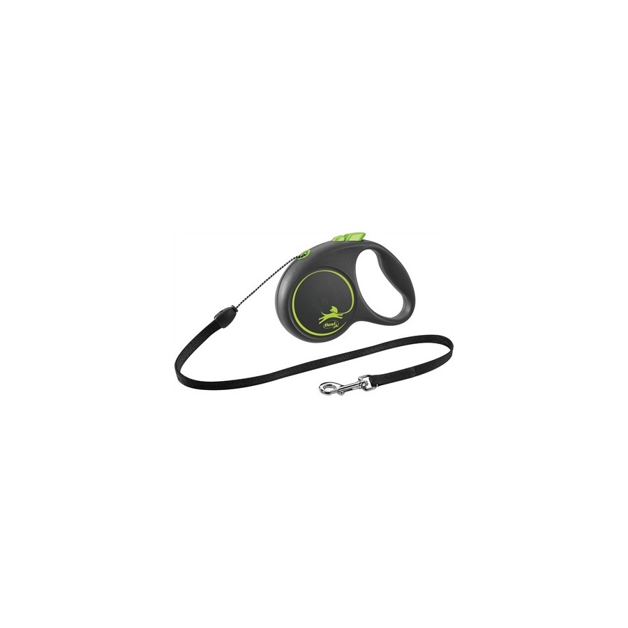 Flexi - Rollijn Black Design Cord Groen S, 5m. tot 12kg
