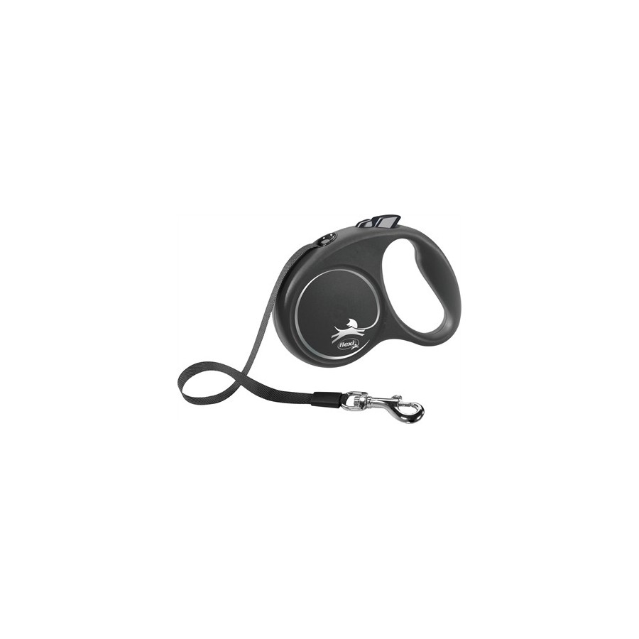 Flexi - Rollijn Black Design Tape Zwart S, 5m. tot 15kg