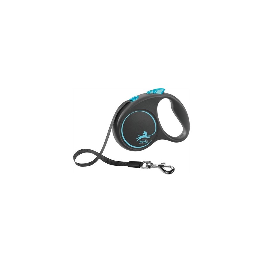 Flexi - Rollijn Black Design Tape Blauw S, 5m. tot 15kg