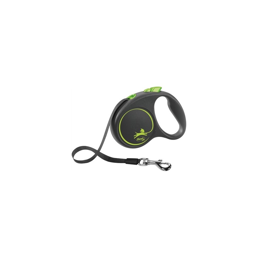 Flexi - Rollijn Black Design Tape Groen S, 5m. tot 15kg