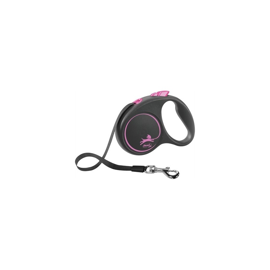 Flexi - Rollijn Black Design Tape Roze S, 5m tot 15kg