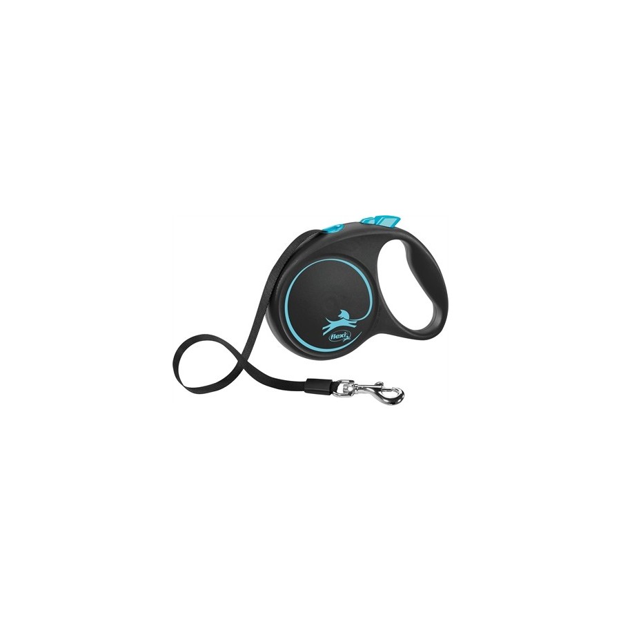 Flexi - Rollijn Black Design Tape Blauw M, 5m. tot 25kg
